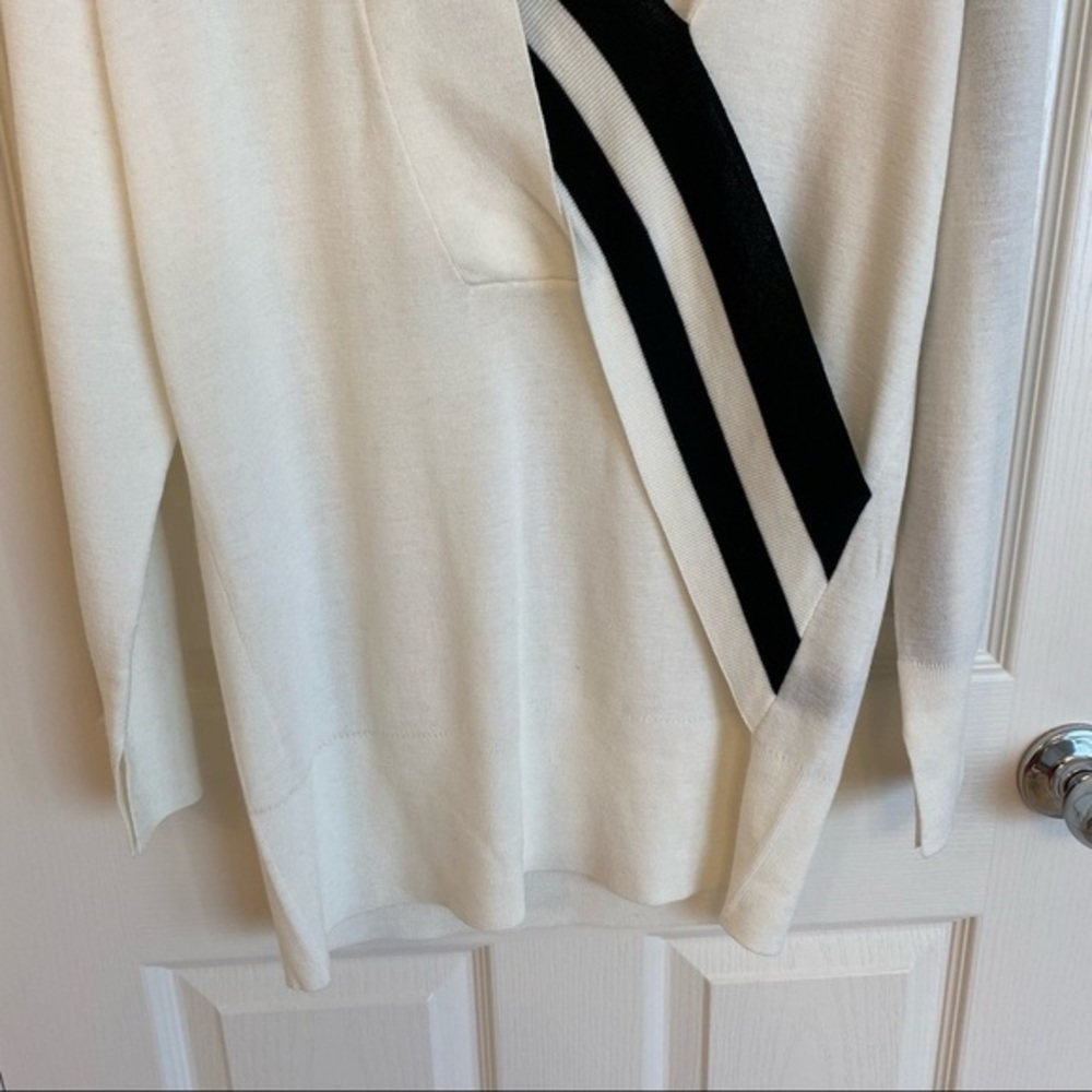 RAG & BONE Grace V-Neck Sweater in White Black XXS - Picture 5 of 11